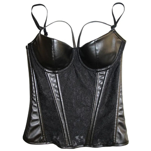 Corsé de cuero transpirable de color liso sexy para mujer, faja moldeadora con varillas, top tipo bustier, prenda exterior. - Product Image 2