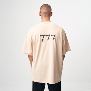 T-shirt d'été tendance pour homme, coupe oversize, 100 % coton épais, streetwear, coupe ample, avec impression de logo personnalisé - Product Image 2