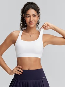 Women Keyhole Racerback Sports Bra Scoop <b>Neck</b> <b>Padded</b> Yoga Crop Top Medium Support Tennis Fitness Gym Tank Activewear Blanks - Product Image 5