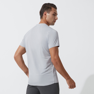 T-shirt décontracté en coton tissé à col rond et manches courtes pour homme, avec logo frontal, qualité supérieure, OEM/ODM, vente en gros - Product Image 2