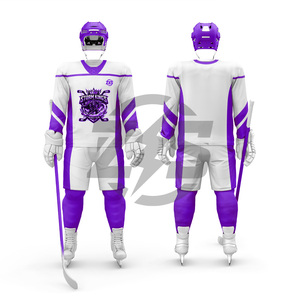 Storm Kings Ice Hockey Jersey <b>White</b> Blue Sublimation Print Breathable Polyester <b>Men's</b> Adult Uniform Needle Detection - Product Image 5