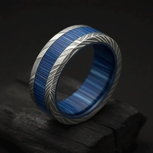 Hot Selling Handmade Wood Damascus Steel <b>Ring</b> for Men Women Wedding Band Fashion Party <b>Ring</b> Custom Latest Design OEM Supplier - Product Image 1