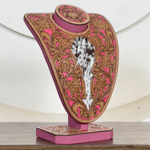 Nuevo Soporte para Joyas de Cuero Genuino de Vaca Hecho a Mano 2026 con Diseño Floral Estilo Western para Exhibición de Joyas para Mujer - Product Image 1