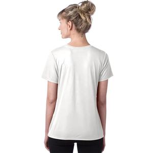 T-shirt à col en V à manches courtes de haute qualité pour femmes en gros nouvelle Collection d'été Impression de logo personnalisé 100% coton Anti-boulochage - Product Image 6