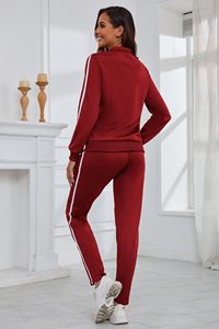Conjuntos Deportivos de Mujer con Cuello Alto y Cremallera, Trajes de Chándal de Forro Polar Cálidos para Invierno, Ropa de Entrenamiento de 2 Piezas para Damas - Product Image 4