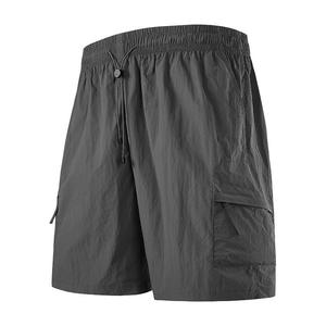 Shorts cargo pour homme, couleur violet clair, séchage rapide, taille à cordon de serrage, shorts décontractés de style bermuda avec poches - Product Image 3