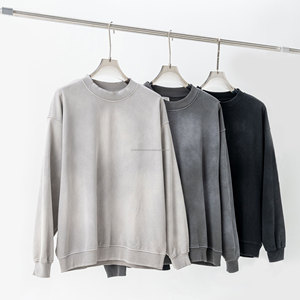 Logo personnalisé hommes singe lavé sweat col rond français éponge rétro Streetwear Baggy goutte épaule hommes sweats à capuche/sweats à capuche hommes - Product Image 1