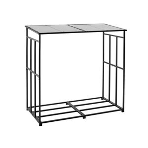 "Powder-Coated Firewood Rack 4 ft Outdoor 1/4 Cord Capacity 660lb Max <b>Weight</b> Sloped Roof Log <b>Storage</b> Shed" - Product Image 1