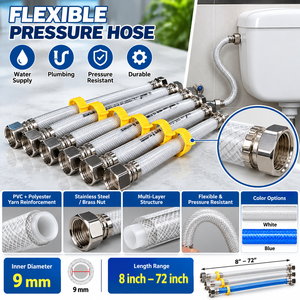 Tuyau flexible en PVC KARYON de 9 mm, renforcé, pour l'alimentation en eau, avec écrou en acier inoxydable, pour utilisation en plomberie sanitaire - Product Image 5