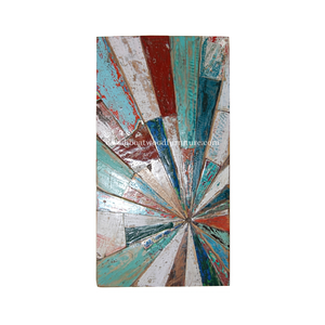 DIVADI Decoración de Pared Náutica de Mosaico de Acero Inoxidable con Madera de Barco Reciclada Hecha a Mano, Diseño de Patchwork de 5cm de Grosor - Product Image 3