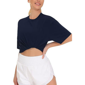 Camisetas de Algodón Lisas de Cuello Redondo y Hombros Caídos para Mujer, Tallas Grandes, Venta al por Mayor - Product Image 6