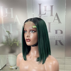Perruque de cheveux vietnamiens vierges de haute qualité 100 % naturels, ultra-lisses, super double drawn, couleur ombré vert, prix de gros - Product Image 4