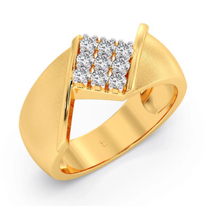 Bague statement en or avec neuf diamants en forme de V - Product Image 3