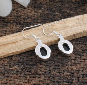 ต่างหูออนิกซ์สีดำธรรมชาติ เงินแท้ 925 ต่างหูแบบห้อยสไตล์วินเทจ พลอยรูปไข่แท้ งานวิคตอเรียนสุดหรู สำหรับงานแต่งงานและงานปาร์ตี้ - Product Image 6