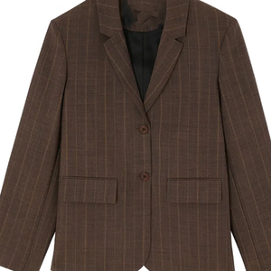 Blazer décontracté unisexe pour femme avec logo personnalisé OEM, col cranté, marron, simple boutonnage, manches longues, veste de bureau tendance - Product Image 6