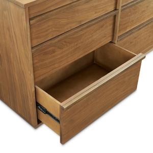 Commode Jane en teck massif de haute qualité avec 6 tiroirs et finition naturelle pour l'intérieur - Product Image 4