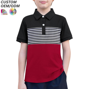 Customizable Fashion Quick Dry Knitted Casual Short Sleeve Summer Shirts Polyester/Cotton Stripes Boys Polo Shirts - Product Image 5