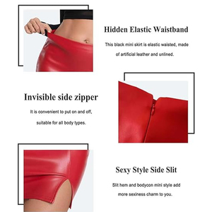 Minifaldas de Alta Calidad, Última Moda, Color Rojo, Cintura Alta, Corte Ajustado, con Aberturas Laterales, OEM, Ecológicas, Transpirables y Duraderas para Mujer - Product Image 6