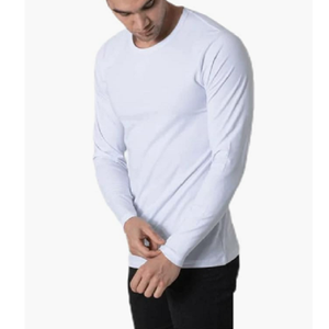 T-shirts imprimés en coton épais pour hommes, col rond côtelé personnalisé, manches longues, style formel, t-shirt vierge du Bangladesh - Product Image 3