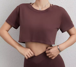 T-shirt court ample pour femme fabriqué en usine, 100 % coton, écologique, respirant, col rond, manches courtes, vêtement de fitness - Product Image 6