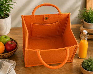 Bolsa de Compras de Yute Grande Naranja con Diseño de Hojas para Compras, Elegir la Naturaleza, Elegir la Vida - Product Image 5