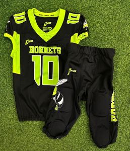 Ensemble de maillot de football américain pour jeunes, maillot de football sans manches en mesh avec pantalon vert vif, uniforme d'équipe personnalisé, logo sur le devant, taille XL - Product Image 6