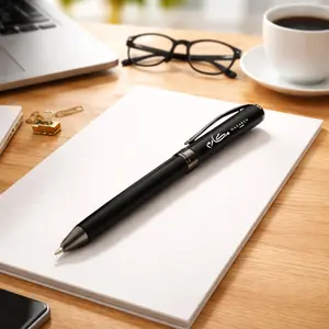 ปากกาลูกลื่นโลหะสีดำด้าน ดีไซน์โดร์นีล แบบหมุนพร้อมหมึกสีน้ำเงิน สำหรับใช้ในสำนักงานและโรงเรียน - Product Image 2