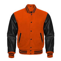 Veste universitaire unisexe rouge à double boutonnage, col rond, manches en cuir, fermeture boutonnée, logo sur le devant, décontractée pour l'hiver