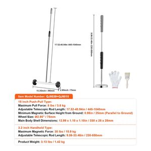 Raccoglitore Magnetico Telescopico da 15 Pollici con Manico Regolabile, Capacità 8 Libbre, Ruote per Spazzare Pavimenti, Spazzatrice Magnetica - Product Image 5