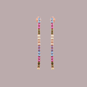 <b>Silver</b> Plated Rainbow <b>Hoop</b> Earrings with Colorful Moissanite Stones and Micro Insert for Wedding Party - Product Image 5