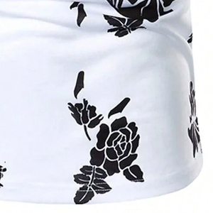 Camisetas Polo Personalizadas |   Estampado Floral de Rosas Blancas y Negras para Sublimación |   Tejido Transpirable, Antihumedad y Antiarrugas - Product Image 6