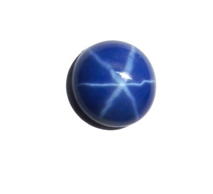 Zafiro Azul Estrella Redondo de 8x8 mm, 3.5 Quilates, Creado en Laboratorio, Cabujón Pulido con Efecto de Estrella de 6 Puntas, 4.5 mm de Altura, para Joyería - Product Image 1
