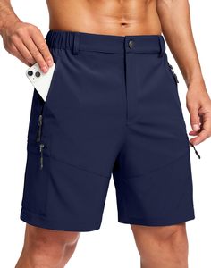 ODM Men's Light Gray Cargo Shorts Quick Dry Elastic Waist Mid Rise Casual Bermuda Style with Zip Pockets Woven Polyester Shorts - Product Image 4