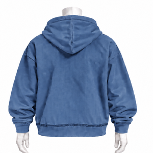 เสื้อฮู้ดปักลายสีน้ำเงินแบบสั่งทำพิเศษ ทรงโอเวอร์ไซส์ มีกระเป๋าจิงโจ้ สไตล์ลำลองแนวสตรีทแวร์ - Product Image 2