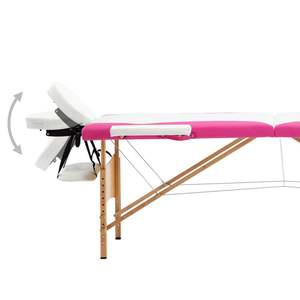 Table de massage pliable 2 zones blanche et rose, construction en bois - Product Image 3