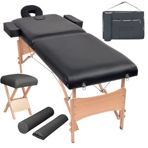 Table de massage pliante noire à 2 zones et ensemble de tabourets, épaisseur 3,9'' - Product Image 1