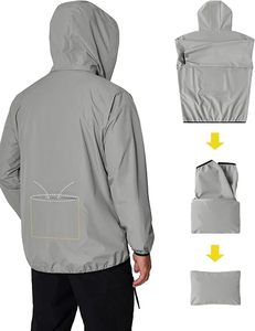 Chaqueta Cortavientos Gris con Capucha para Hombre, con Cierre de Cremallera, Ligera, Informal, de Poliéster, para Primavera, Corte Regular - Product Image 3