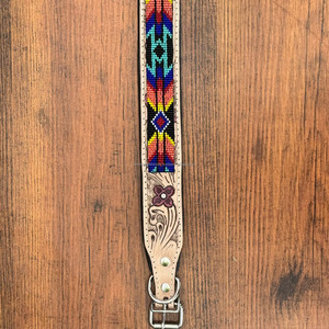 Hot Selling Luxury Low Price Hand Tooled Leather Beaded Adjustable <b>Padded</b> Cowhide Leather Heavy Duty Dog Collars Pet Accessories - Product Image 4