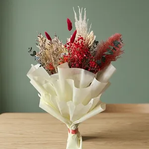 Mini Ramo de Flores Secas, Ramo de Tallos Florales Preservados, Eucalipto y Algodón Reales para Jarrones, Decoración de Bodas y Navidad - Product Image 2