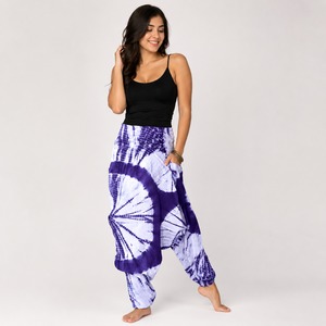 Natural Tie Dye Shibori Fabric Cotton Casual Eco-Friendly Yoga Harem Pants Light Weight <b>Elastic</b> Mid Plus Size Summer Wholesale - Product Image 1