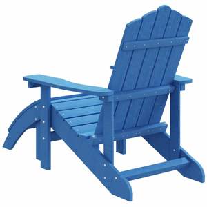 Adirondack <b>Chair</b> <b>with</b> <b>Footstool</b> HDPE Aqua Blue Patio Furniture Set - Product Image 5