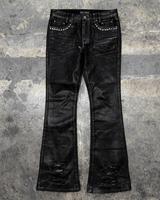 Jean en denim tendance pour homme, personnalisé, de créateur, coupe skinny, clouté, déchiré, effet vieilli, ciré, coupe cloche, coupe bootcut, évasé, baggy, empilé