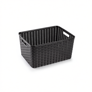 Cesto portaoggetti in plastica marrone 18L 38x28cm CESTA RATTAN N5 - Product Image 1