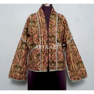 Chaqueta Kantha de Lujo con Estampado Floral, 100% Algodón, Detalle de Botones, Transpirable, Ecológica, Ropa Festiva de Invierno, Elegante para Mujer - Product Image 1