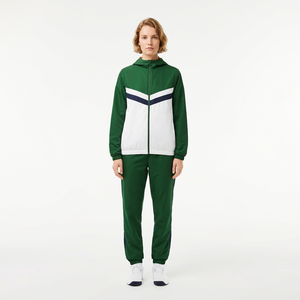 Men's Green <b>White</b> Color Block Hooded <b>Tracksuit</b> Full Zip Sporty Sweat Suit With Side Pockets Breathable Polyester Spring Wear - Product Image 6
