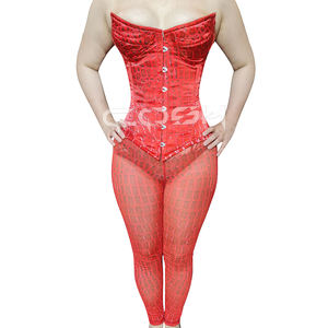 Fabricante de Corsés con Estampado de Cocodrilo Personalizado OEM |   Conjunto de Corsé con Efecto Cocodrilo Rojo, Sublimado, con Varillas de Acero y Cierre Overbust - Product Image 1