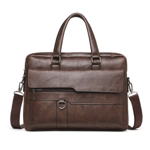 Men’s Vintage Genuine Leather Executive Laptop Briefcase Messenger <b>Bag</b> with Shoulder Strap for Office Business Travel - Product Image 4