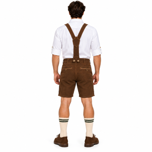 Mens Womens Traditional Bavarian Lederhosen <b>Leather</b> <b>Shorts</b> German Trachten Costume Embroidered Oktoberfest Festival Wear - Product Image 2