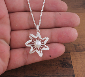 Collier en nacre blanche naturelle plaqué argent sterling avec pendentif coquillage et zircon cubique, chaîne de clavicule pour femme, bijoux fins en gros - Product Image 3