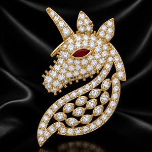 Broche Licorne Plaqué Or 14 carats avec Zircon Incrusté, Bijou Délicat en Argent Sterling 925 pour Femme, Idéal Cadeau de Mariage - Product Image 3